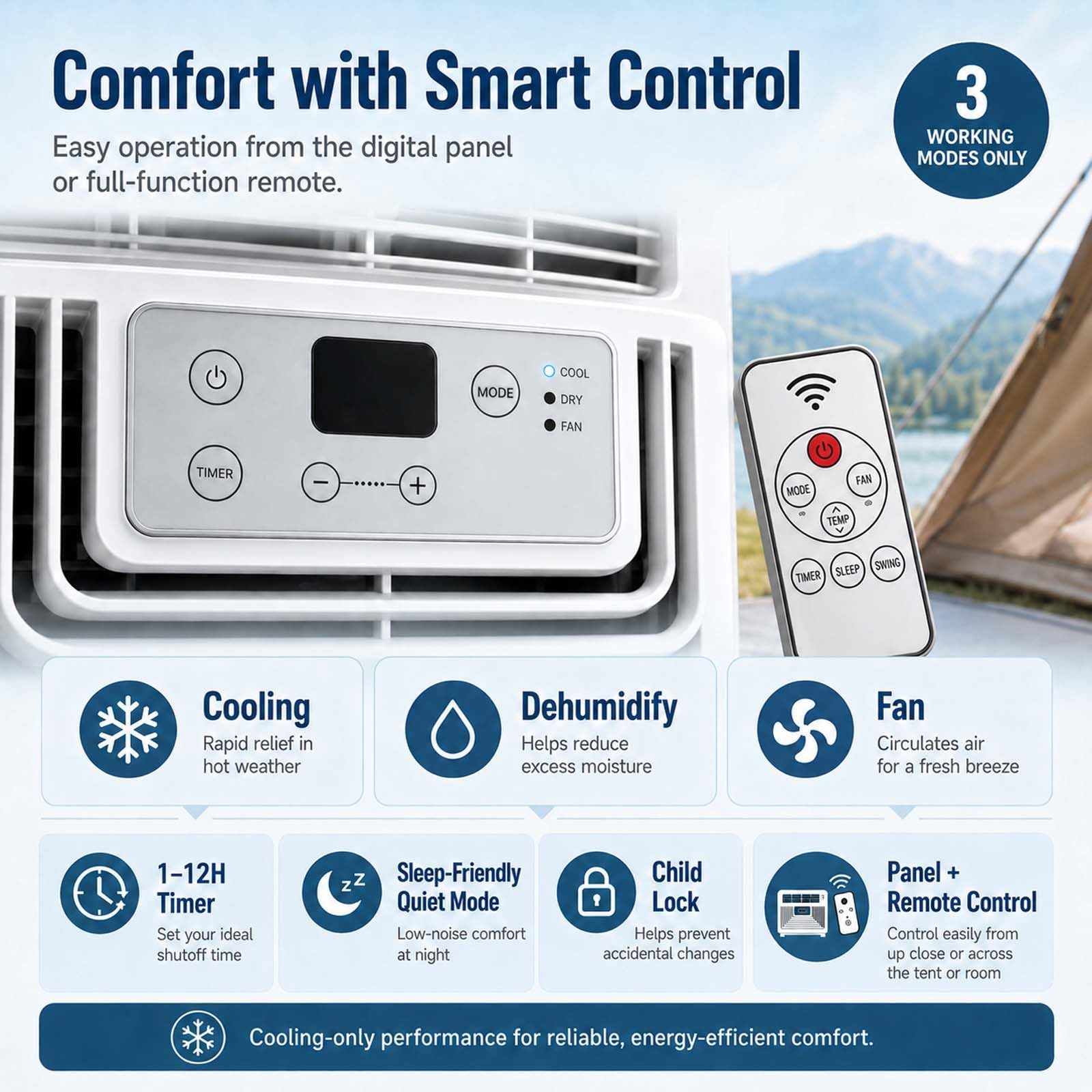 Aire Acondicionado Portátil, Cobertura de 6 M²; Solo Refrigeración 220V