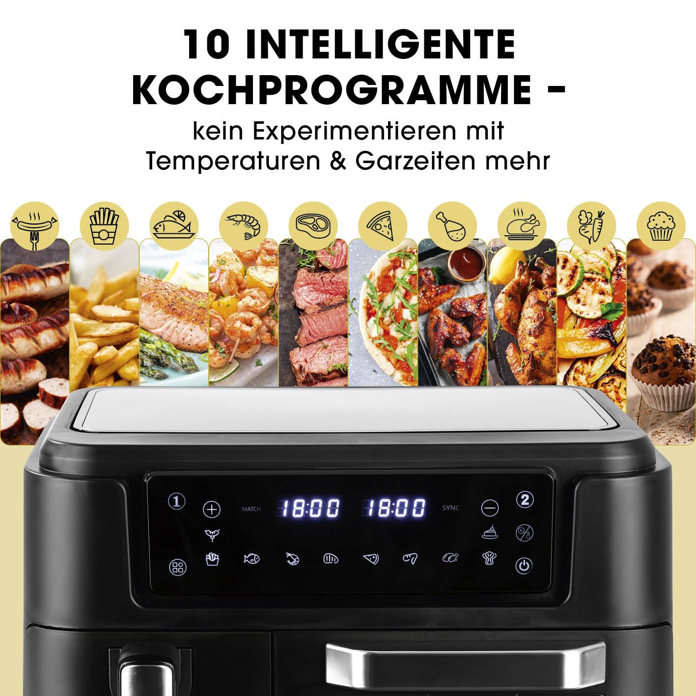 Gourmetmaxx 4L Airfryer Heteluchtfriteuse Met Touchs 9 Functies 8 Programma S Minibakoven Bijna Zonder Olie Braden Spijltjes Geschikt Voor Afwas 1076948173