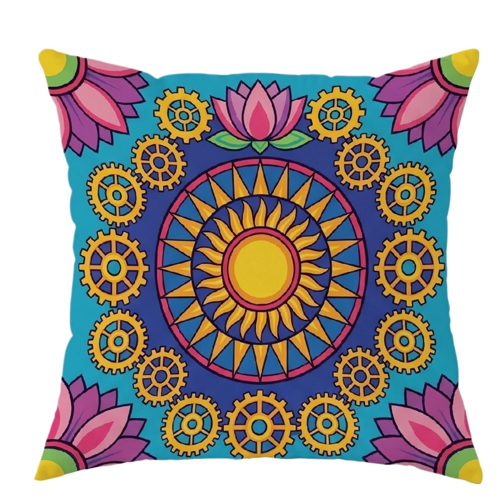 MKYYIOED Cushion Covers 1/4pcs Mandala Floral Throw Pillow Cover Home Farmhouse Outdoor Decoration Cushion(Blue,50x50cm)