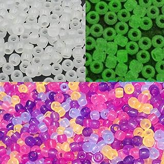 Trasfit 550 Pieces UV Beads Multi Color Changing UV Reactive Plastic Pony Beads, Glows in The Dark, Fun for Jewelry / Brac...