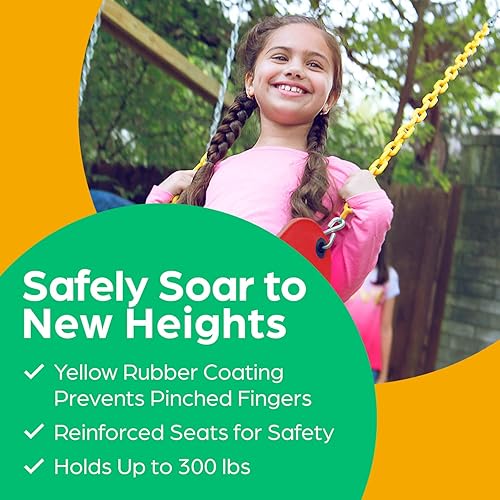 Miniatura 5 de Jungle Gym Kingdom Juego de columpios para columpios al aire libre – Paquete de 2 kits de reemplazo de asiento de columpio con cadenas resistentes