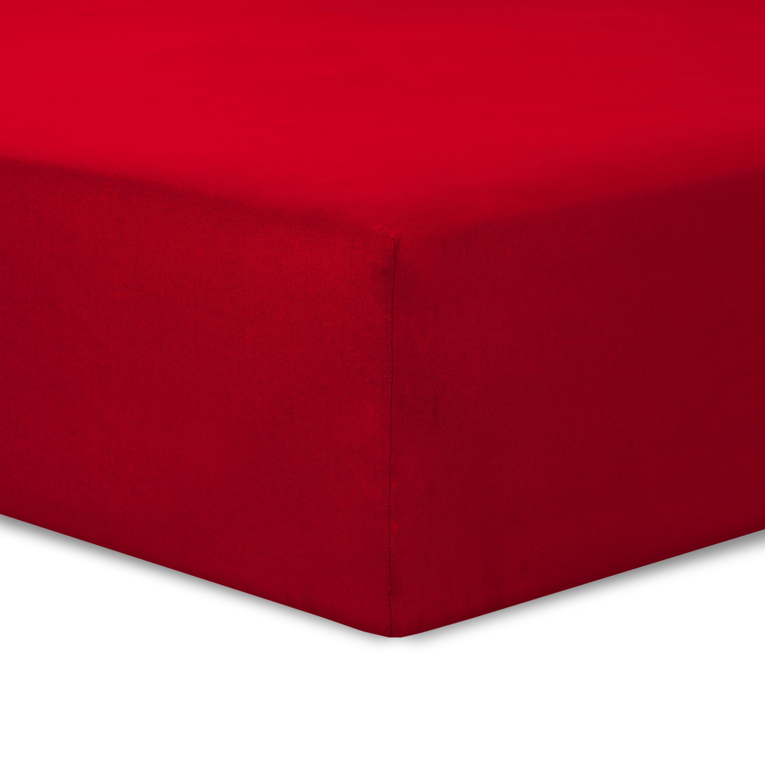 VISION Lenzuolo con angoli matrimoniale, 2 persone, 150 x 200cm con altezza da 30cm, Rosso, 100% Cotone