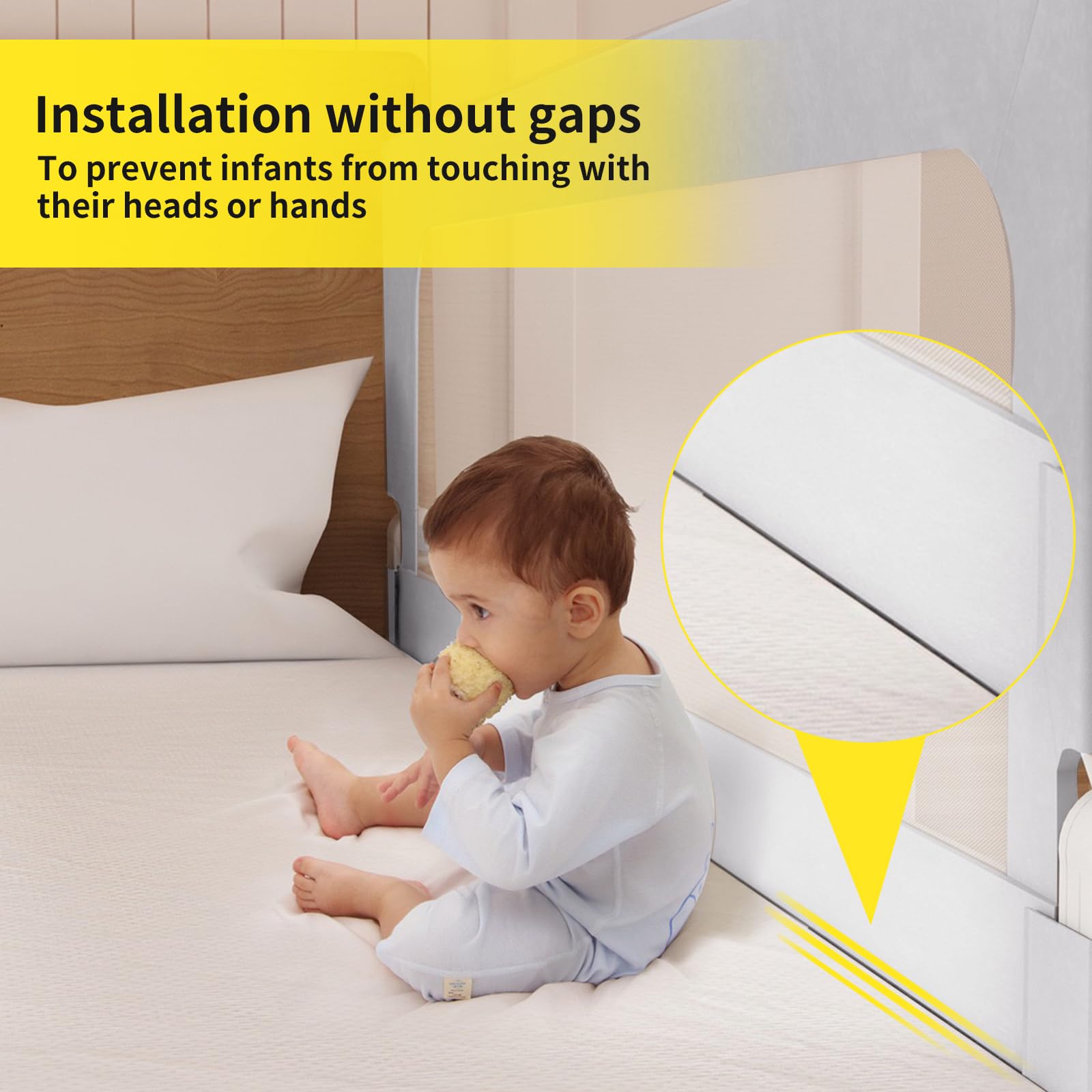 Sponda Letto Pieghevole Anti-Caduta Per Bambini, 200x68 Cm, Grigia, Regolabile In Altezza 14 Livelli, Con Cinghie
