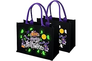 14'' Halloween Trick or Treat Tote Bag with Handle, Glow in The Dark