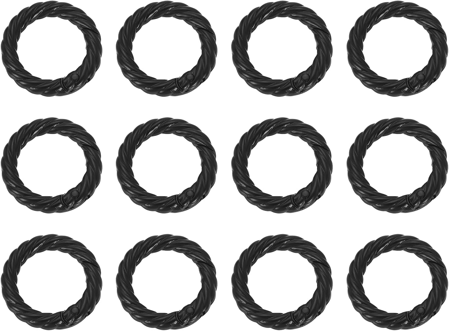 HARFINGTON 12pcs Spring O Rings 3/4"(20mm) Round Trigger Metal Snap Hook Circle Key Ring Clip Keychain for Bags Handbag Purses Keyring Buckle, Black