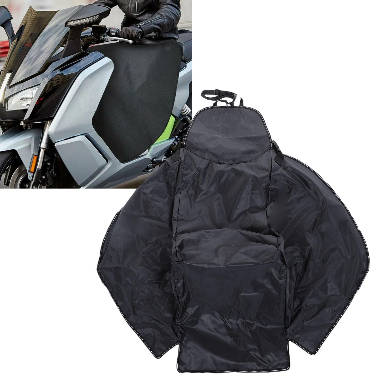 Generic Wodoodporny, Wiatroszczelny Pokrowiec na Fartuch Termiczny do Jazdy Zimowej, Pokrowiec Ochronny na Nogi do Motocykla, Czarny