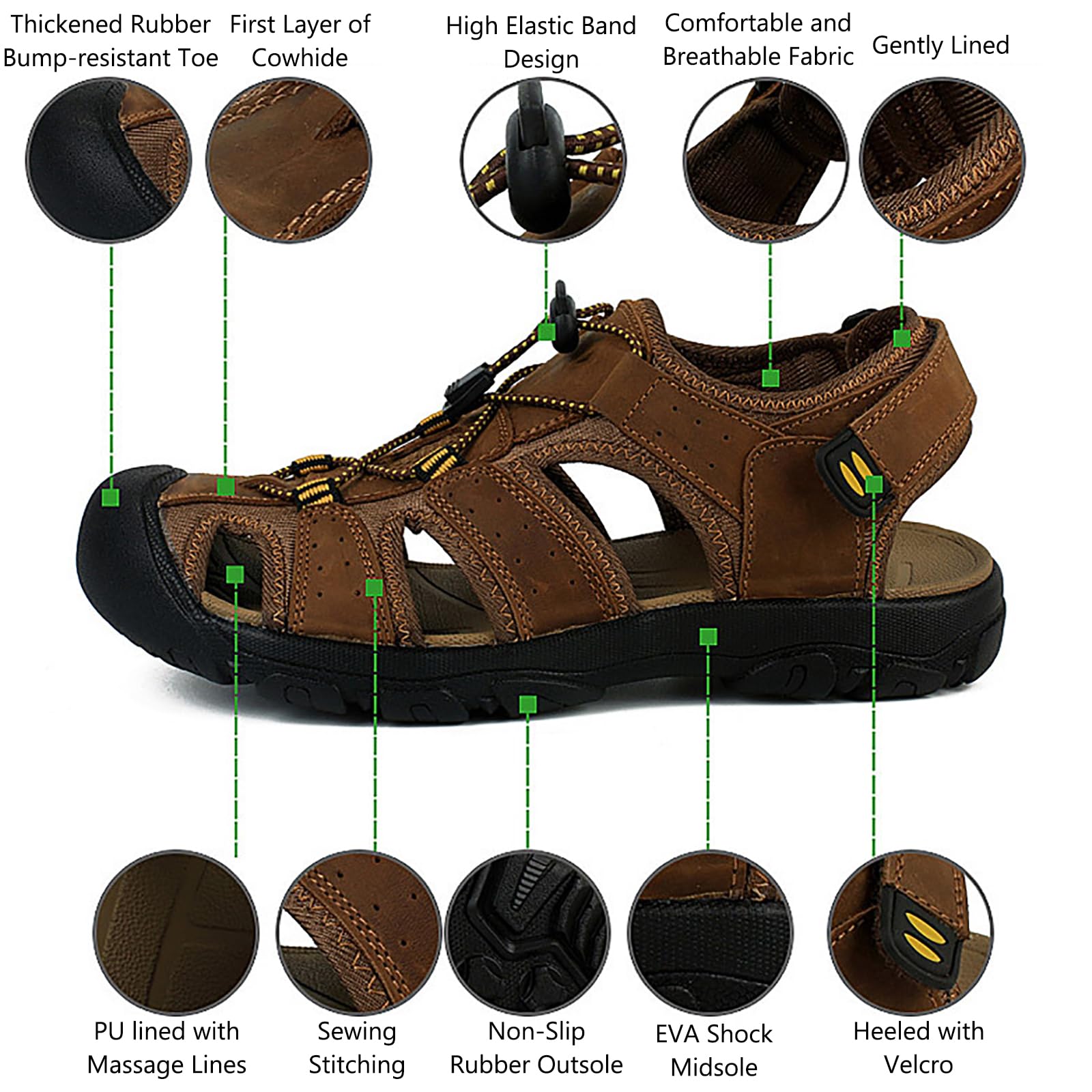 Sandali Estivi Uomo Esterni Traspirante Sandali Sportivi Scarpe da Trekking Passeggiata(Size:50 EU,Color:Marrone Scuro)