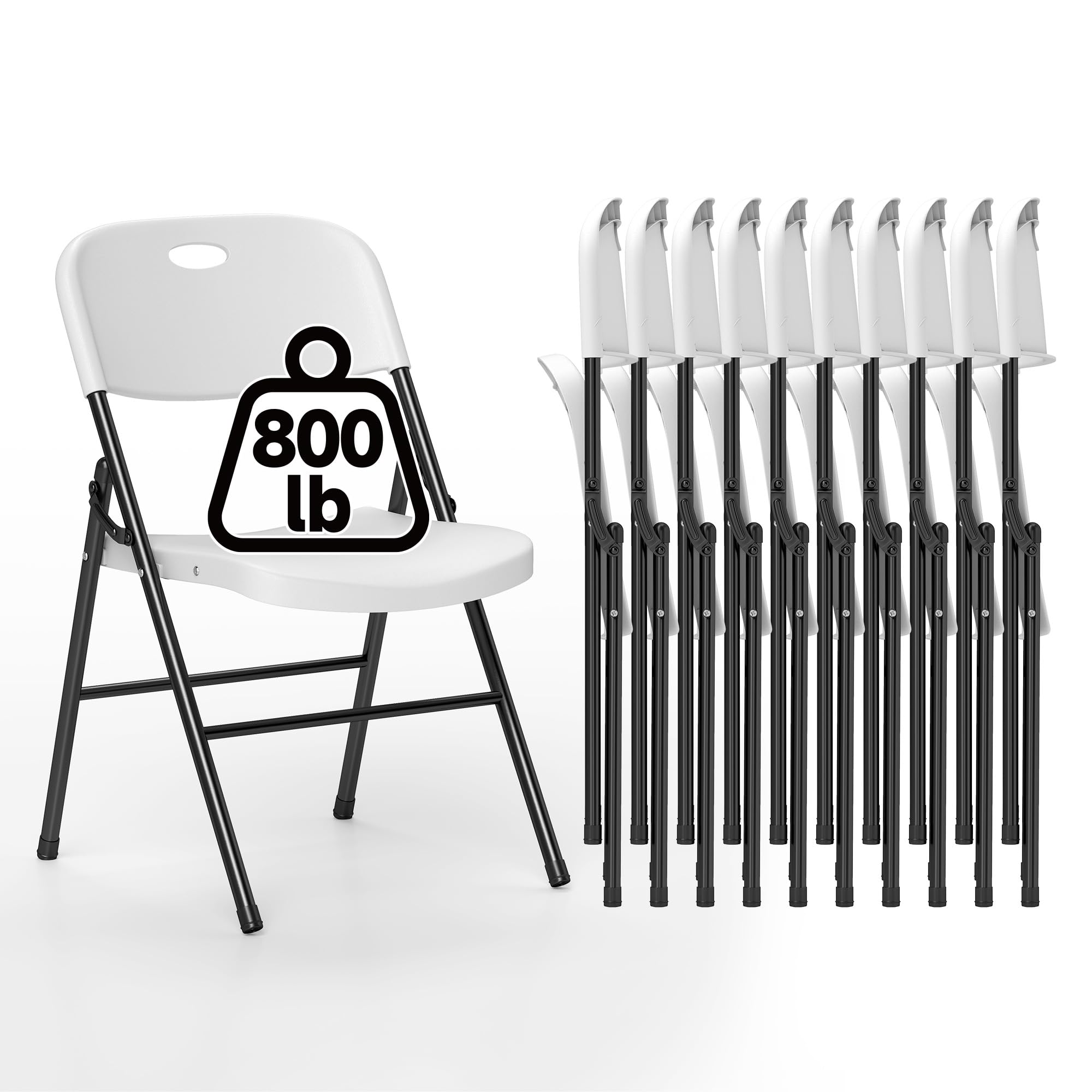 Winlice 30 Pack Folding Chair, 800 Weight Limit Heavy Duty Plastic Folding Chair Portable Seating for Indoor Outdoor Events, Wedding, Party,
