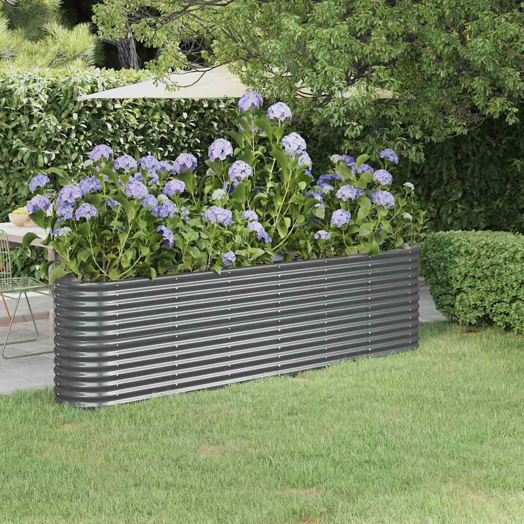 vidaXL Jardinera Arriate Elevado Macetero Maceta Tiesto Soporte para Plantas Vegetales Hierbas Acero Galvanizado Antracita 260x40x68 cm