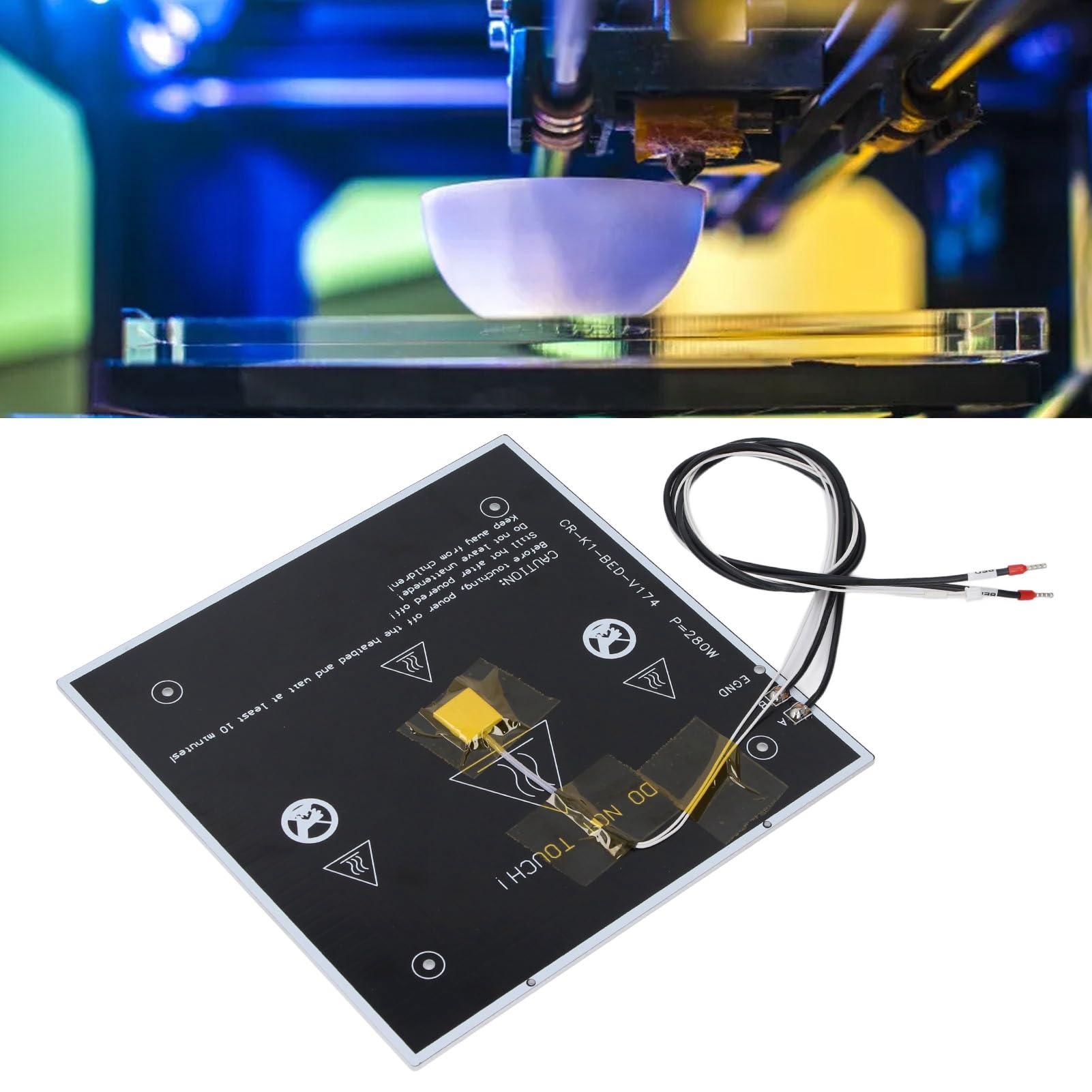 24V 280W Heated Bed Kit: 235x235x3mm Aluminum Hotbed Platform for K1/K1C 3D Printer, High Thermal Conductivity, Plug & Play Replacement