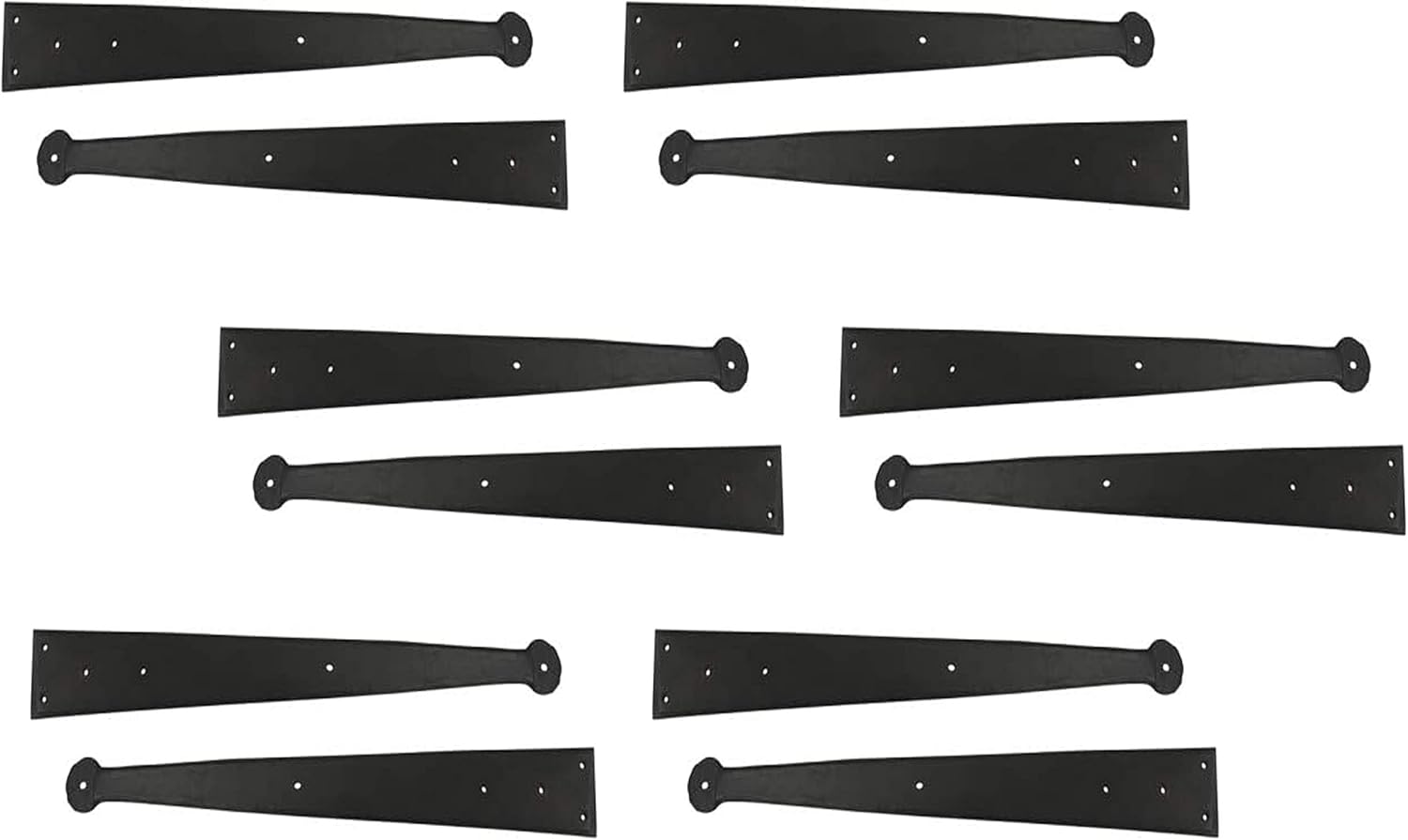 Adonai Hardware Asahel Heavy Antique Iron Hand Forged Strap False/Faux/Dummy Front Hinges (Black Powder Coated) for Vintage Barn Doors, Gates, Furniture, Garage, Shutters and Fences