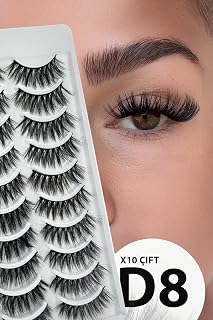ruby face Doğal Görünümlü İpek Bütün 10lu Takma Kirpik Seti- 10 Çift Gerçek Takma Kirpik- Model: D8