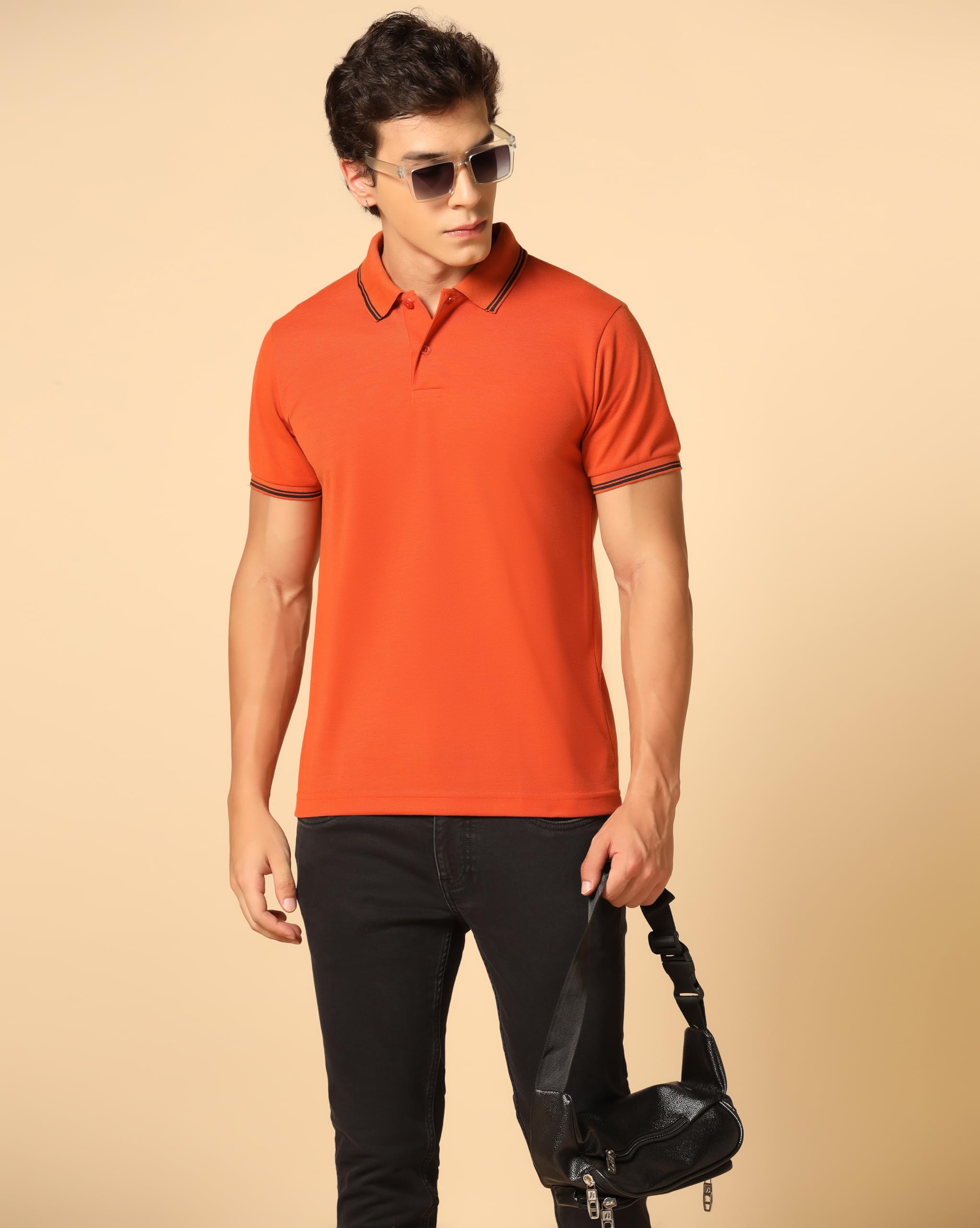 INKKR Polo da uomo a mezza manica con colletto solido