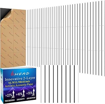 BSHEAD 8 Pack 2-Layer Large Soundproof Wall Panels, 15.7 x 15.7 x 0.43 in Sound Proof Foam Panels for Walls, 0.9lb/ft3 High Density, 3D Acoustic Panels,Artistic Noise Dampening Panels White&Black