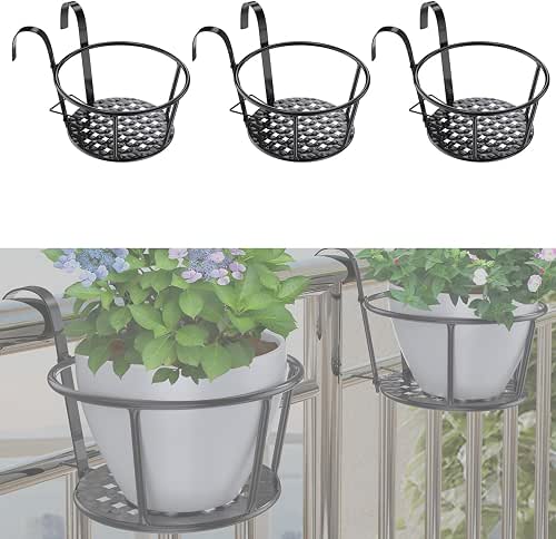 3PCS Railing Planter Holders, Compatible with 1"-2.08" Wide Railings |