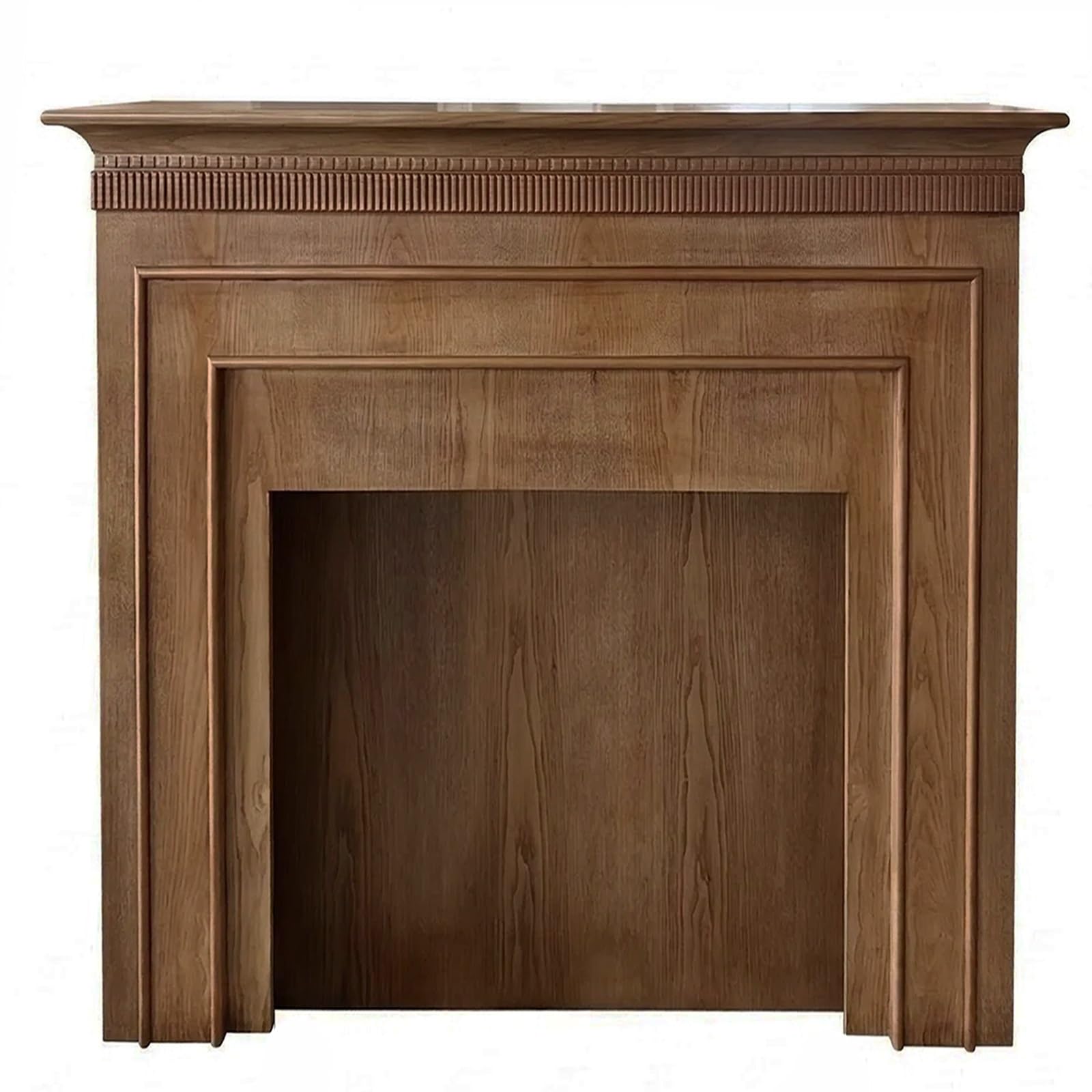 Mantels Surrounds Traditional Solid Ash Wood Fireplace Mantel with Ridged Carving Decorative Surround Decorated Frame