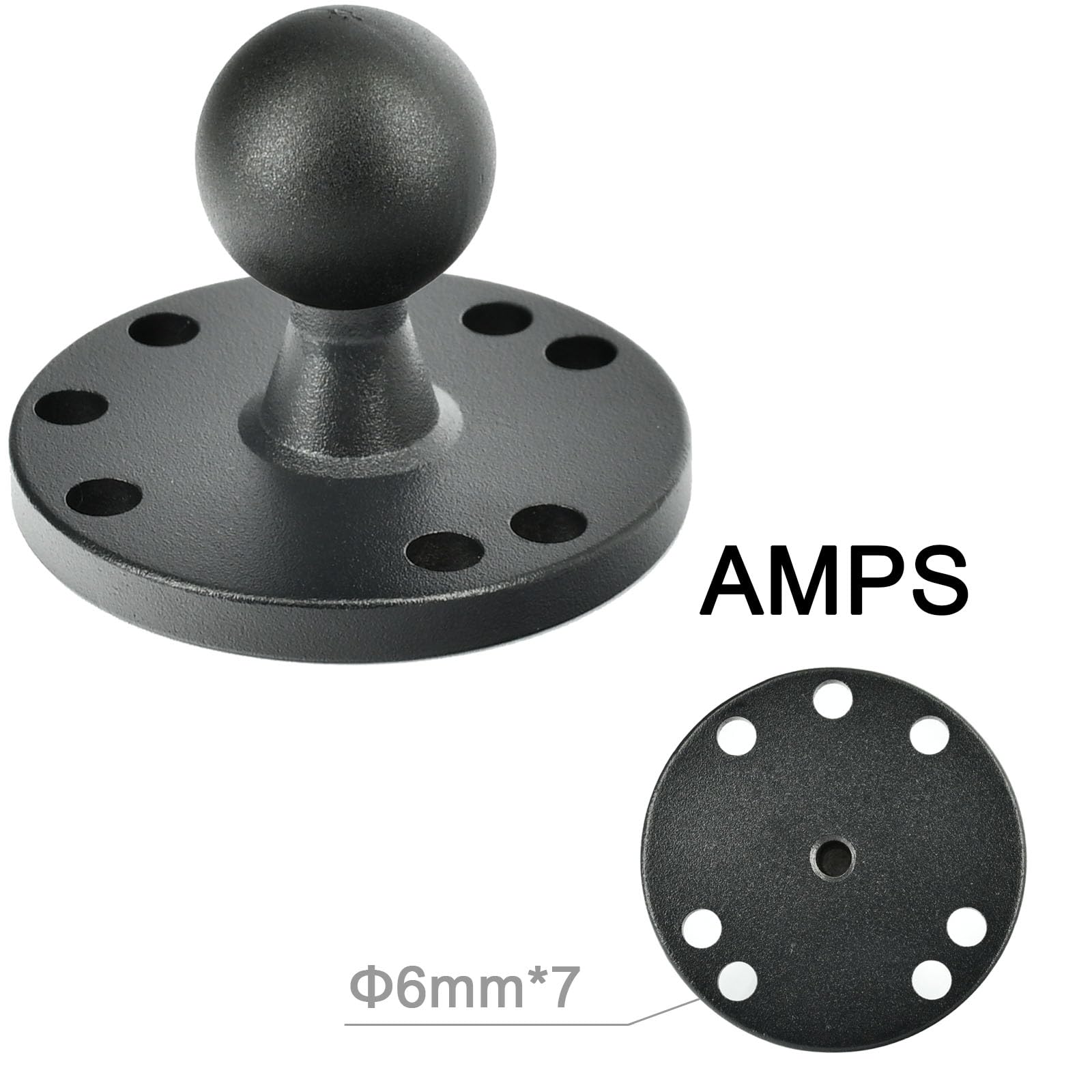 VAUBORTTI Soporte de aluminio con base de bola de diamante y placa redonda estándar de la industria, patrón de agujero AMPS de 1 pulgada, soporte de bola compatible con RAM tamaño B