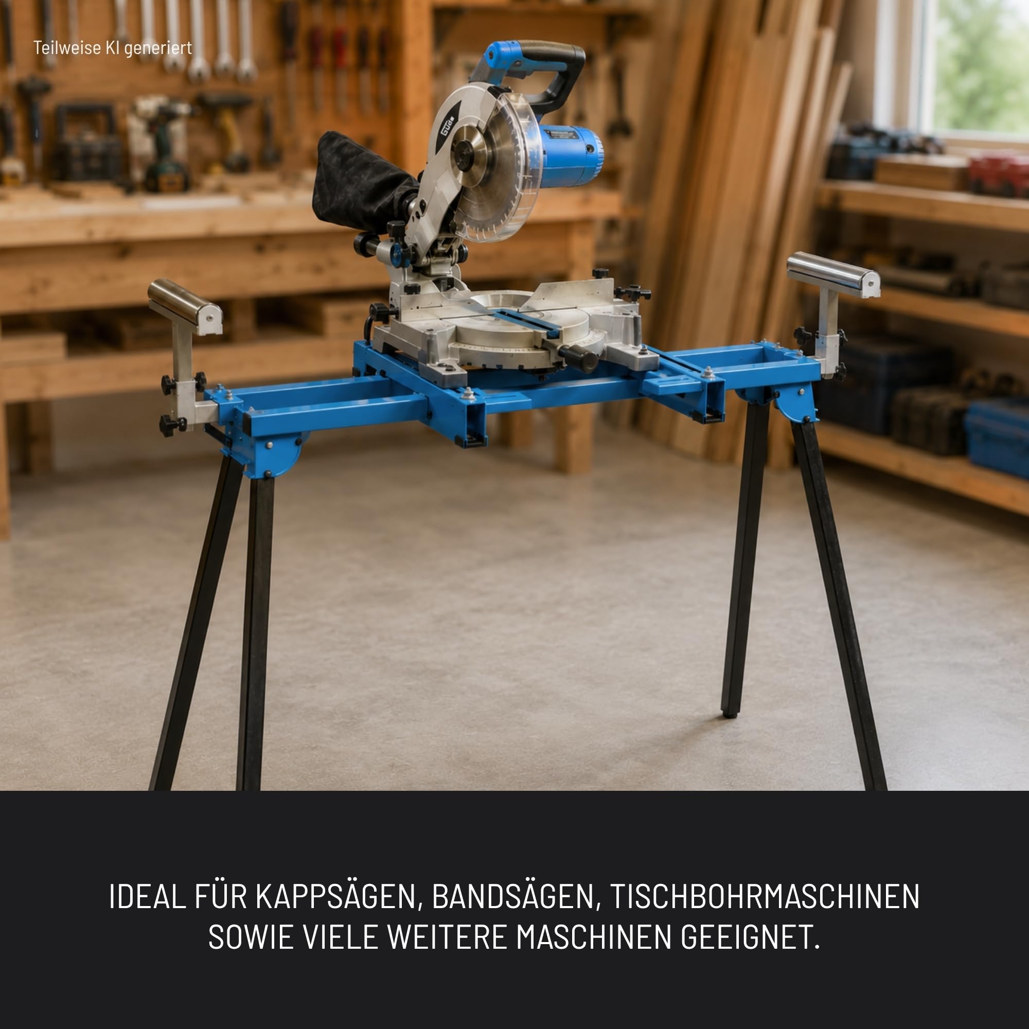 Güde Uni-Maschinen-Gestell GUG 135 (max. Spannweite: 1530 mm, max. Traglast: 100 kg, Auszug Rollenführung: 0-340 mm, Höhenverstellung Rollenführung: 0-145 mm, Rollenführung mit beidseitigem Anschlag)