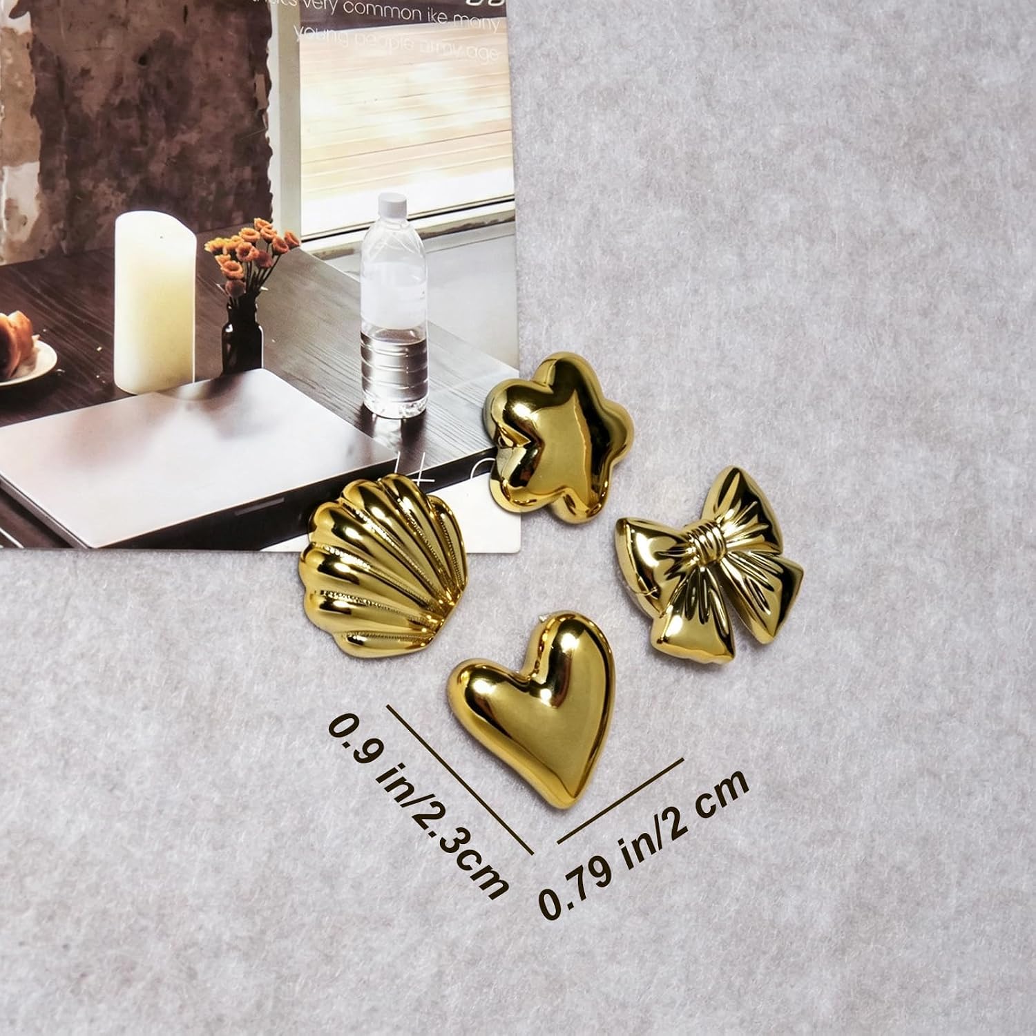 40 Pcs Gold Bow Heart Shell Flower Push Pins Cute Thumb Tacks Decorative Push Pins Desk Accessories for Classroom Office Home image 3