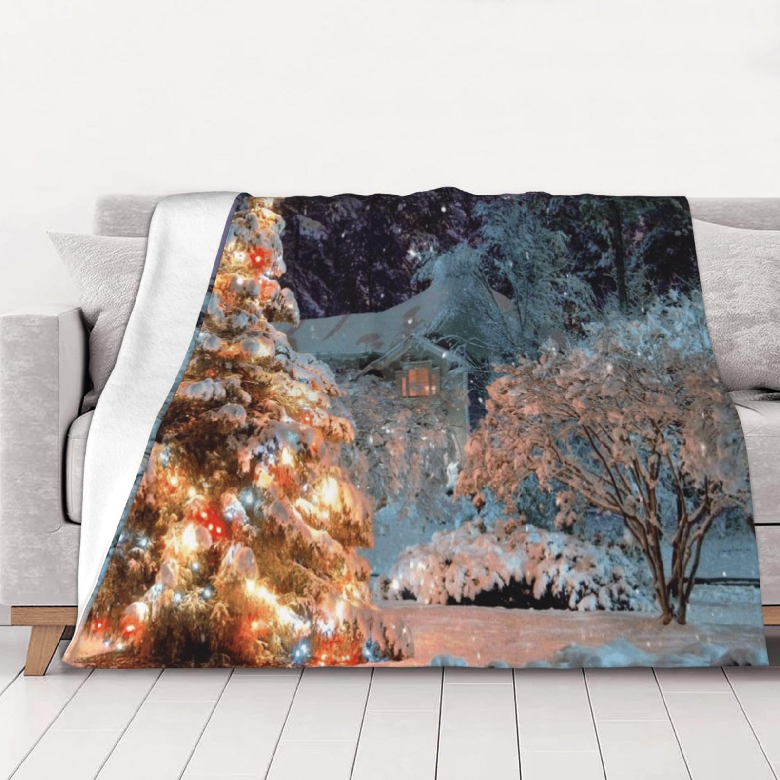 Couverture sapin de Noël plaid flanelle 150x125cm chaude douce canapé lit voiture