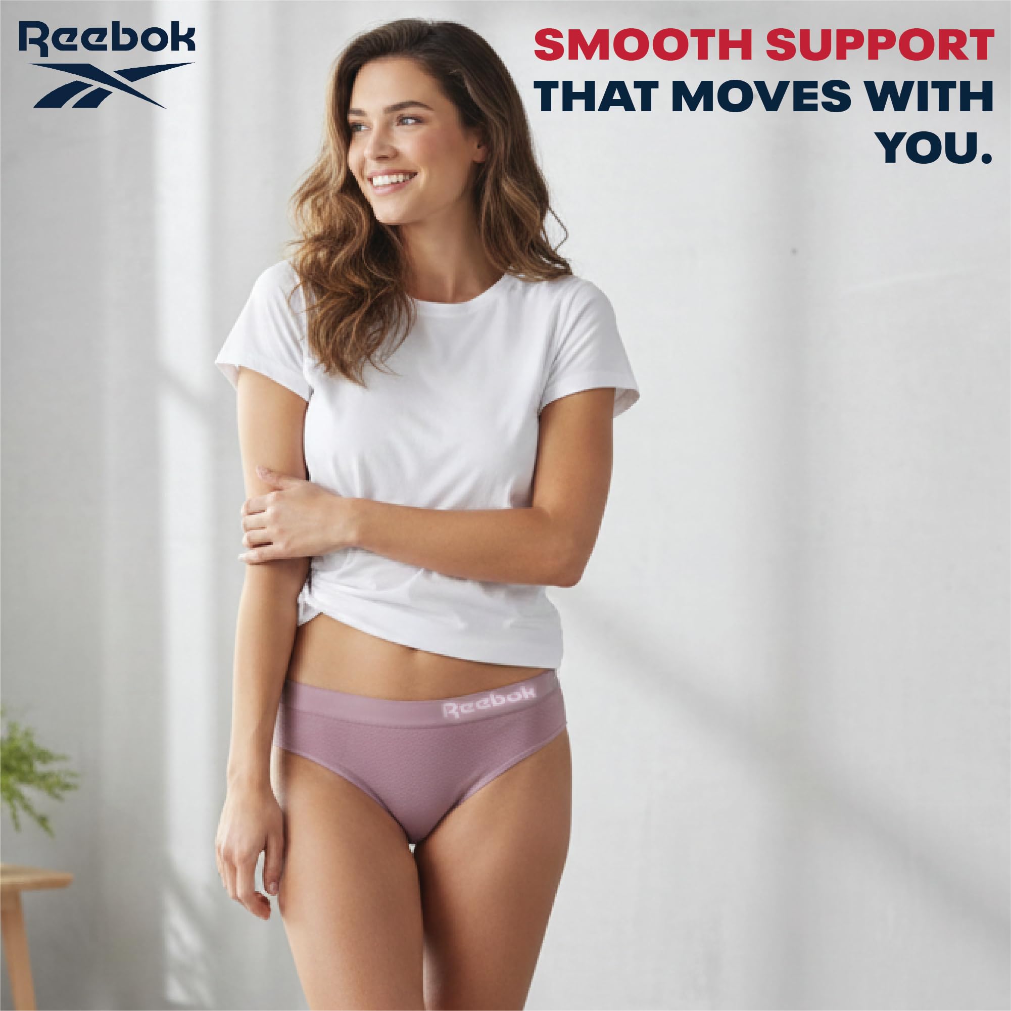 Reebok Bielizna damska - bezszwowe majtki bikini (5 sztuk), Czarny/żywy róż/skóra rekina/miękki różowy/niebieski pasek Spacedye, S