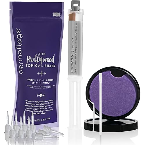 Dermaflage Scar Filler Kit - Tan - Deep Scar Cover and Waterproof Concealer for Acne Scars Wrinkles, and Ice Pick Scars Makeup, 1 mo supply