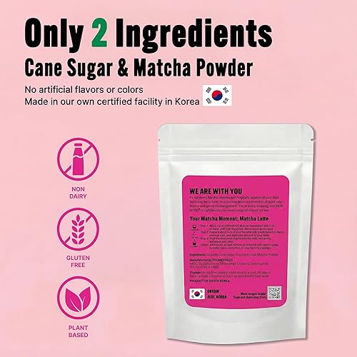 Miniatura 4 de GRIN MOOD Polvo de matcha, té verde en polvo de grado endulzado, grado ceremonial de la isla de Jeju, mezcla artesanal barista para lattes y