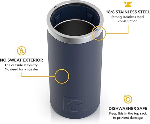 Miniatura 11 de RTIC Skinny - Enfriador de latas delgado, aislado, para cerveza, bebidas, refrescos, con tapa, metal de acero inoxidable, aislamiento de doble pared