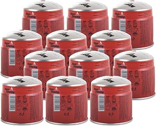 ALPEN CAMPING - Pack de 12 cartuchos de gas de 190 g Butano propano Mix, seguridad Stop Gas certificada EN521, recarga universal perforable tipo 200 para estufa, lámpara de soldadura y camping