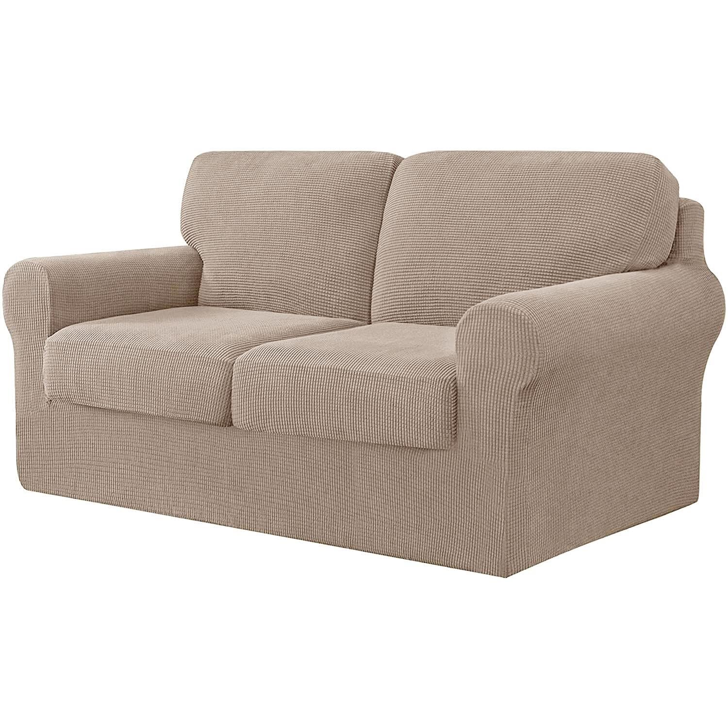 WWQQKJ Stretch Sofa Cover 2 Seater Sofa Cover with 2 Backrests and 2 Separate Seat Cushion Covers Sofa Cover for Furniture 145-178 Cm 5 PCS(Sabbia)