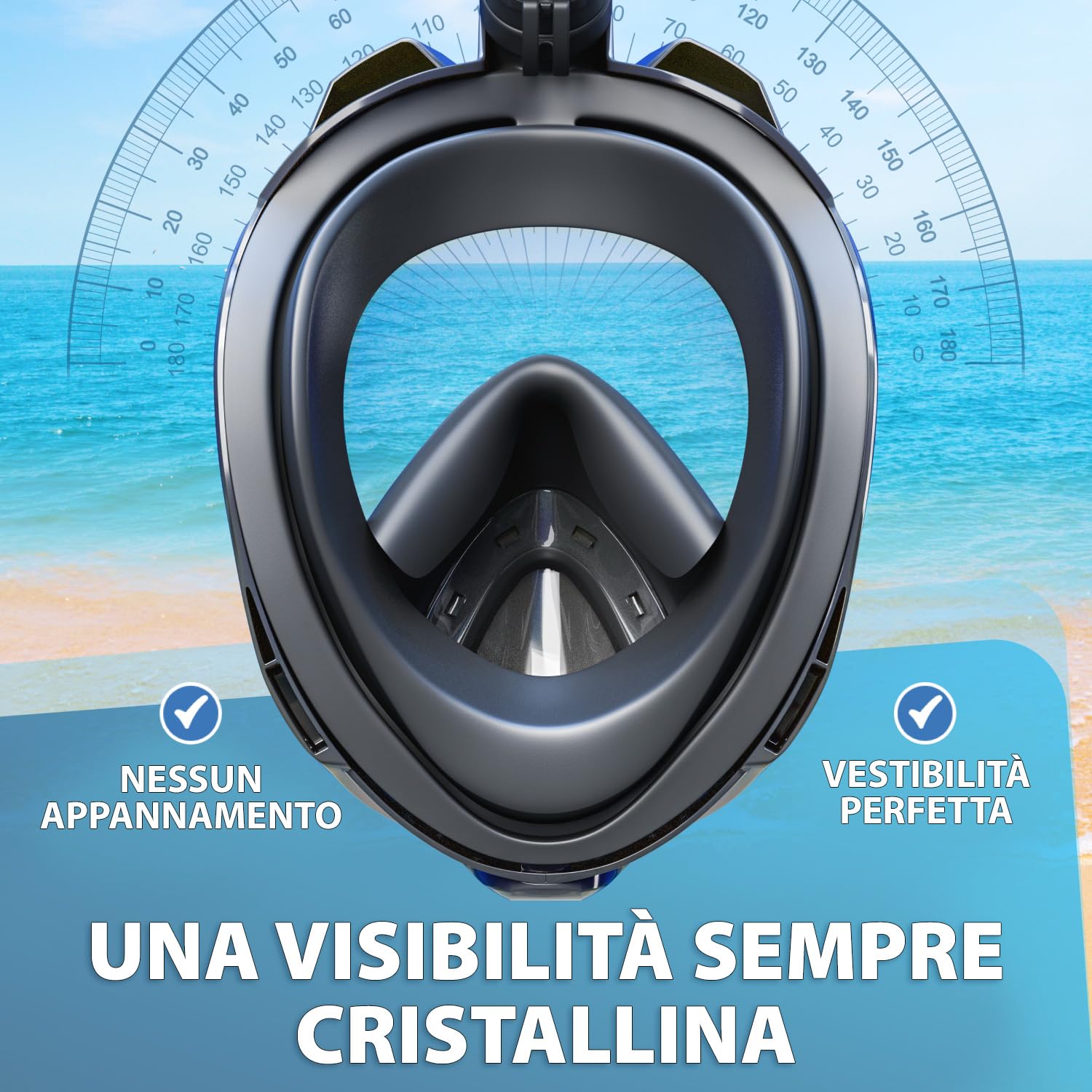 KAIMANA® Maschera Snorkeling Bambino Integrale – Maschera Snorkeling Bambini Full Face 4-10 Anni con Sistema CO₂-Safe, Anti-Appannamento, Anti-Infiltrazioni – Inclusa Borsa da Trasporto