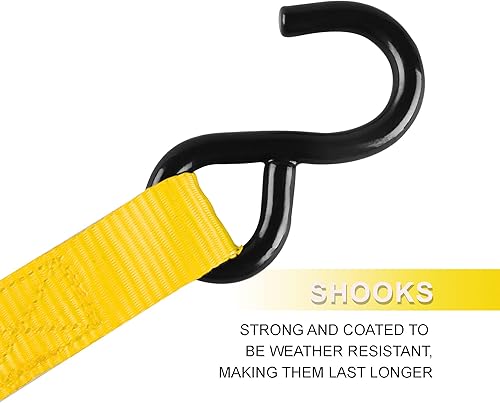 Miniatura 4 de Correas de trinquete, resistencia a la rotura de 1500 libras, juego de correas de amarre premium de 4 x 15 pies, 4 bucles suaves para dispositivos