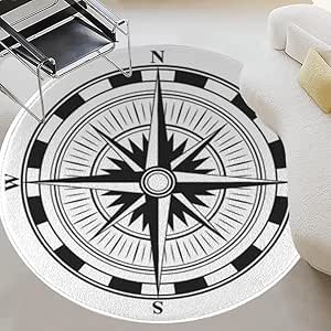 Amazon.com: Small Round Area Rug 3ft Retro Wind Rose Symbol Old ...