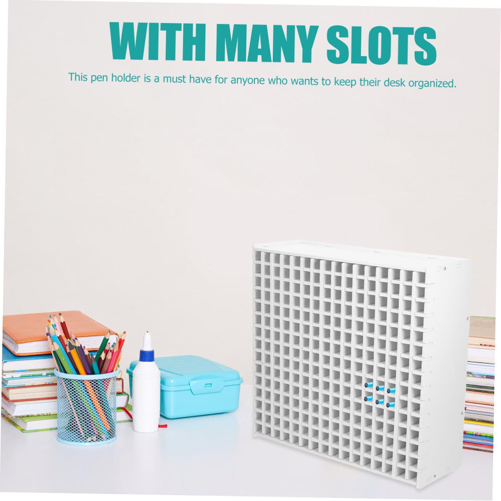 Portapenne Trasparente Bianco 240 Slot Organizer da Scrivania Abs | Portapenne Simpatico, Portapenne da Scrivania Simpatico, Accessori per Studiare, Portapastelli, Back To School Party