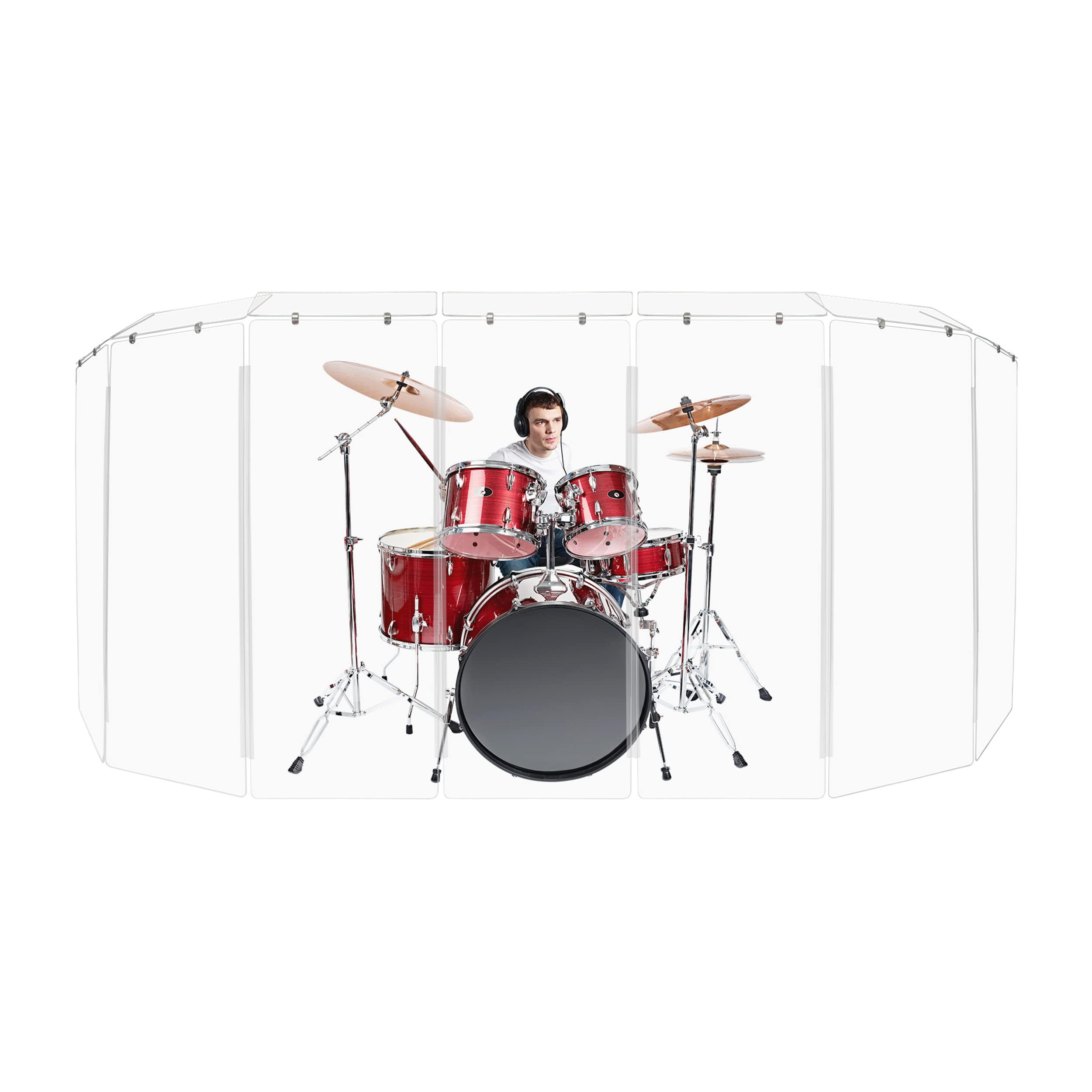 PENNZONI Drum Shield 5ft w/Deflectors & Plastic Hinges, Comes w/ 7 Drum Panels, Plastic H…