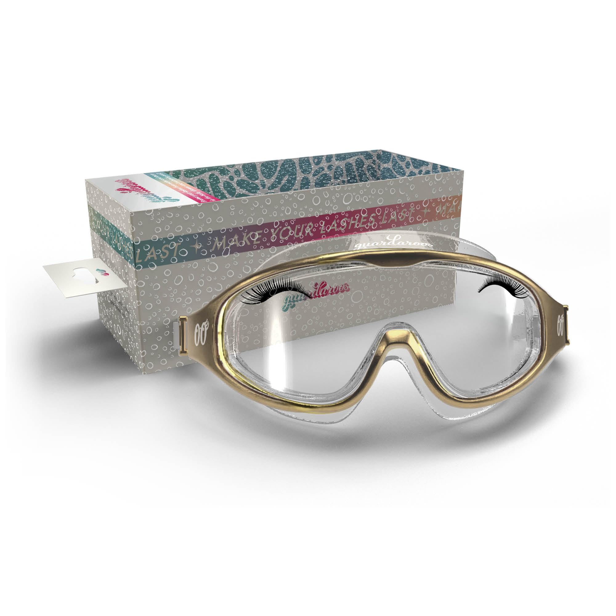 Photo 1 of guardaroos Eyelash Extension Shower Goggles – Anti Fog Lash Care for Shower & Pool, Helps Extend Lash Wear, Comfortable Beauty Accessory (Gold)