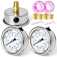 Vista 64 de MEANLIN MEASURE - Manómetro electromecánico de acero inoxidable, relleno de líquido, esfera con cara de 2.5 pulgadas, NPT de 1/4 de pulgada, agua