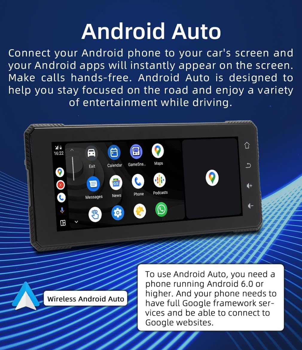 6.86 Inch HD Touch Screen， Motorcycle GPS Navigator ，Multimedia MP5 Player，Wireless Carplay Android Auto IP65 Waterproof Dashcam ，Dual Bluetooth Connectionless,Mirror Link