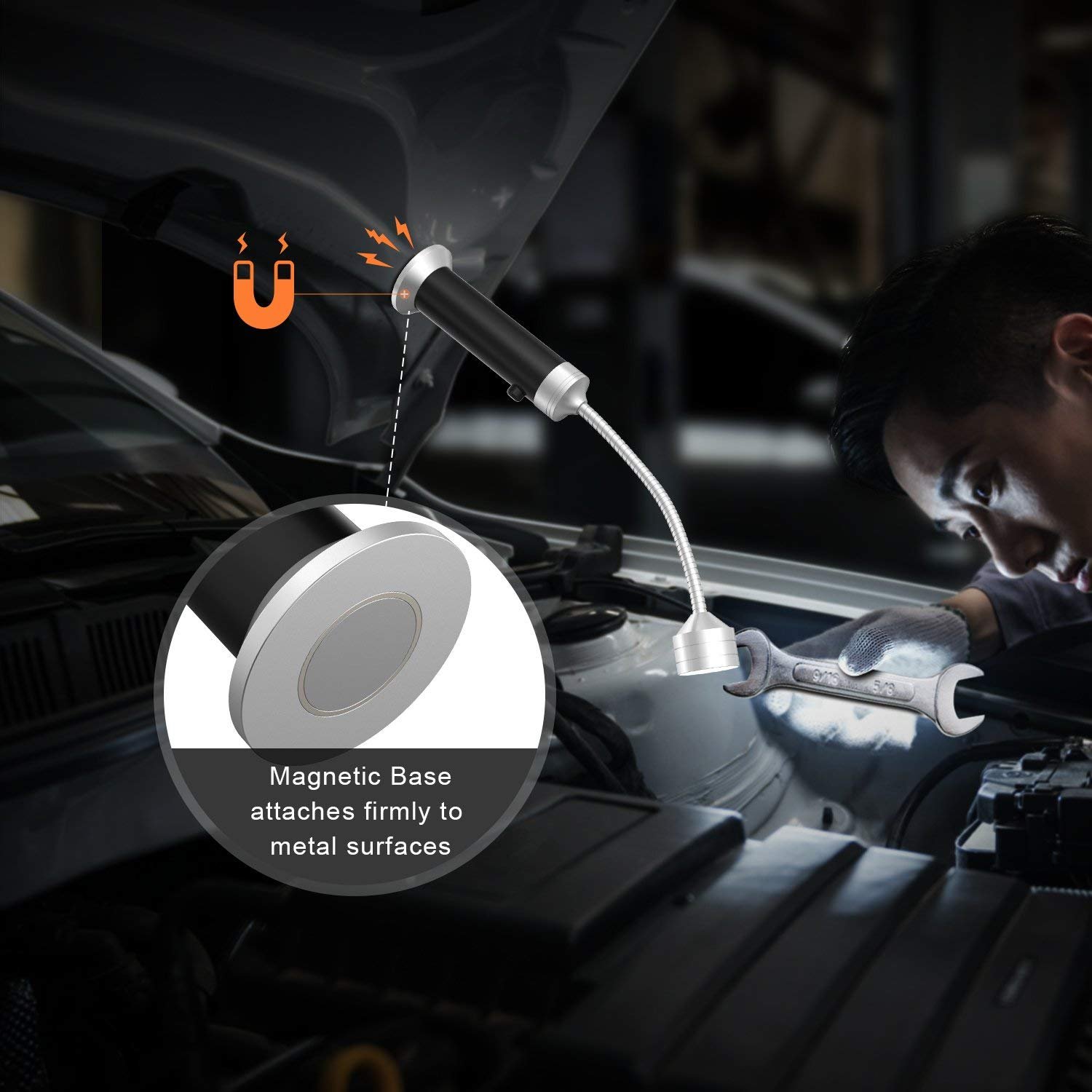 2 Pcs Parrilla LED Luces con Base magnética y Flexible Cuello 360 ° Rotación para barbacoa, camping, fiesta, leer, BBQ ect