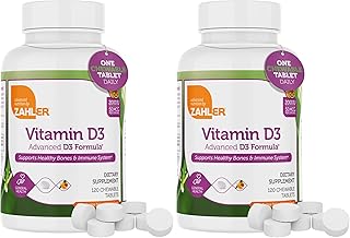 Zahler Chewable Vitamin D - Chewable Vitamin D3 2000IU (50 mcg) for Bone Health and Immune Health - Vegetarian Gluten Free Non-GMO Kosher for Adults (120 Count) (Pack of 2)