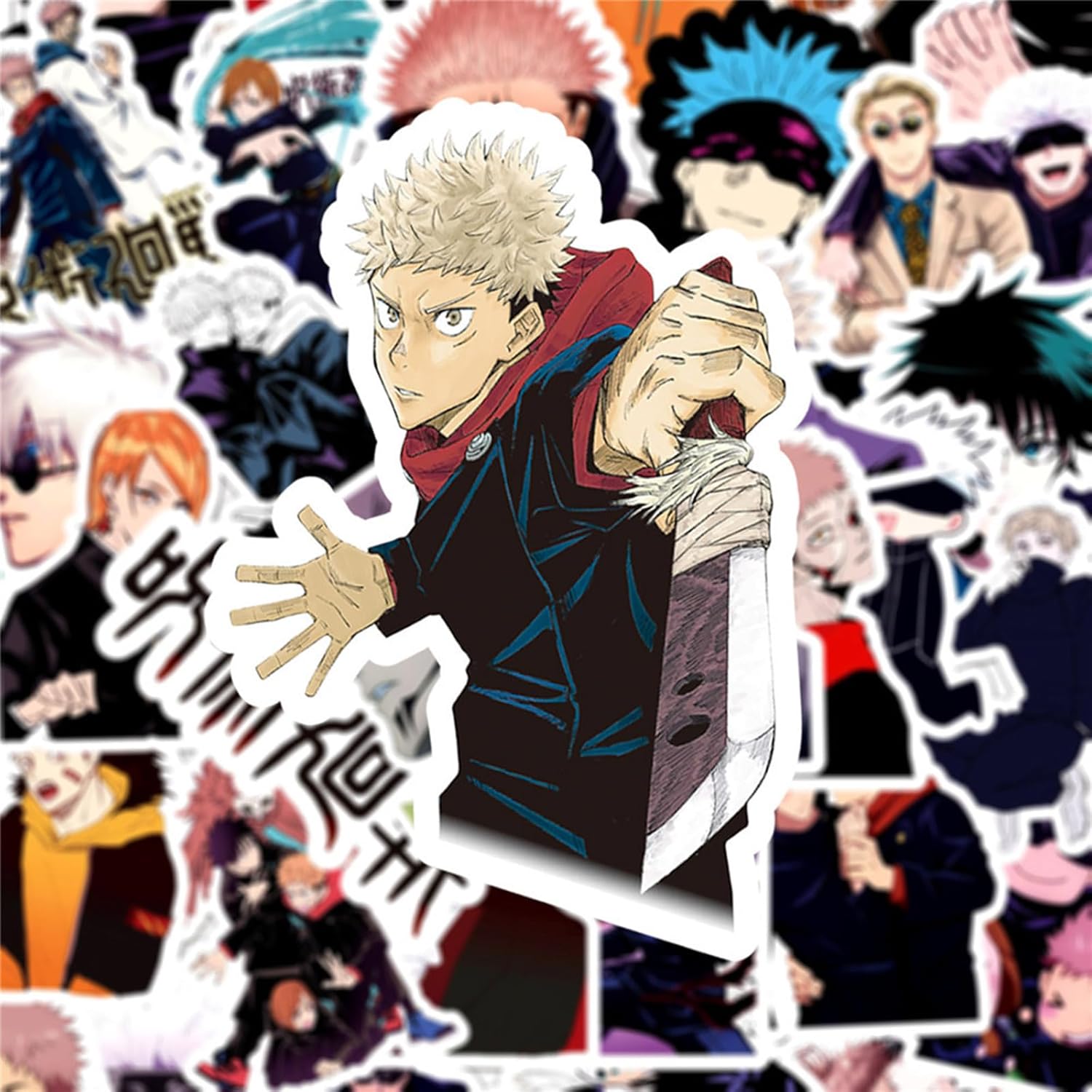 Cool Classic Jujutsu Anime Kaisen Stickers for Water Bottles,Laptop,Birthday Party Supplies Party Decorations Party Favors (red) - Image 7