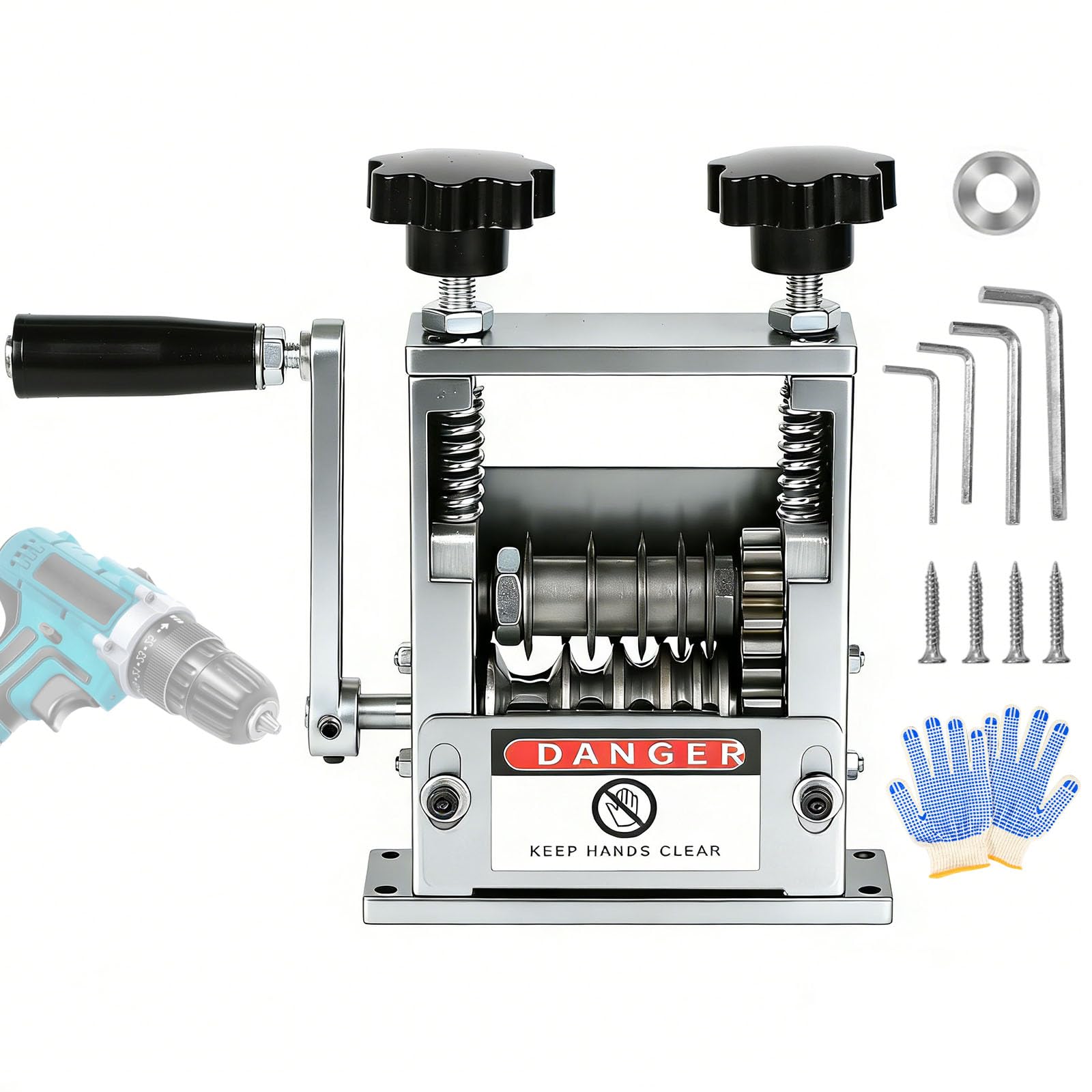 Caossuixin Wire Stripper, Cable Stripper Machine with 6 Channel & 5 Blades, Electric Wire Stripping Tool for 3-17mm Cable, Manual Wire Strippers Electrical for Efficient Scrap Copper Recycling(Silver)