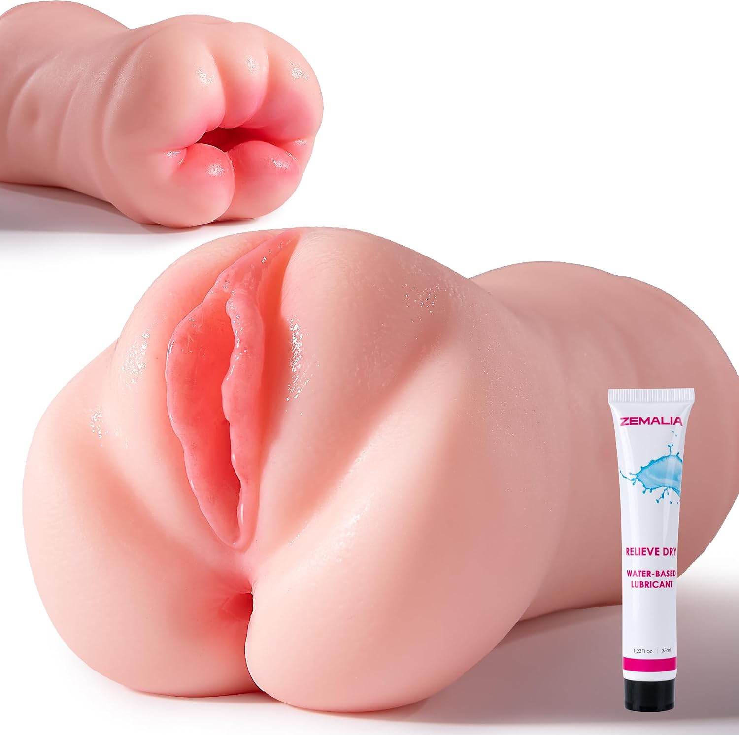 ZEMALIA Pocket Pussy Male Sex Toys for Men with Triple 3D Textured Channels