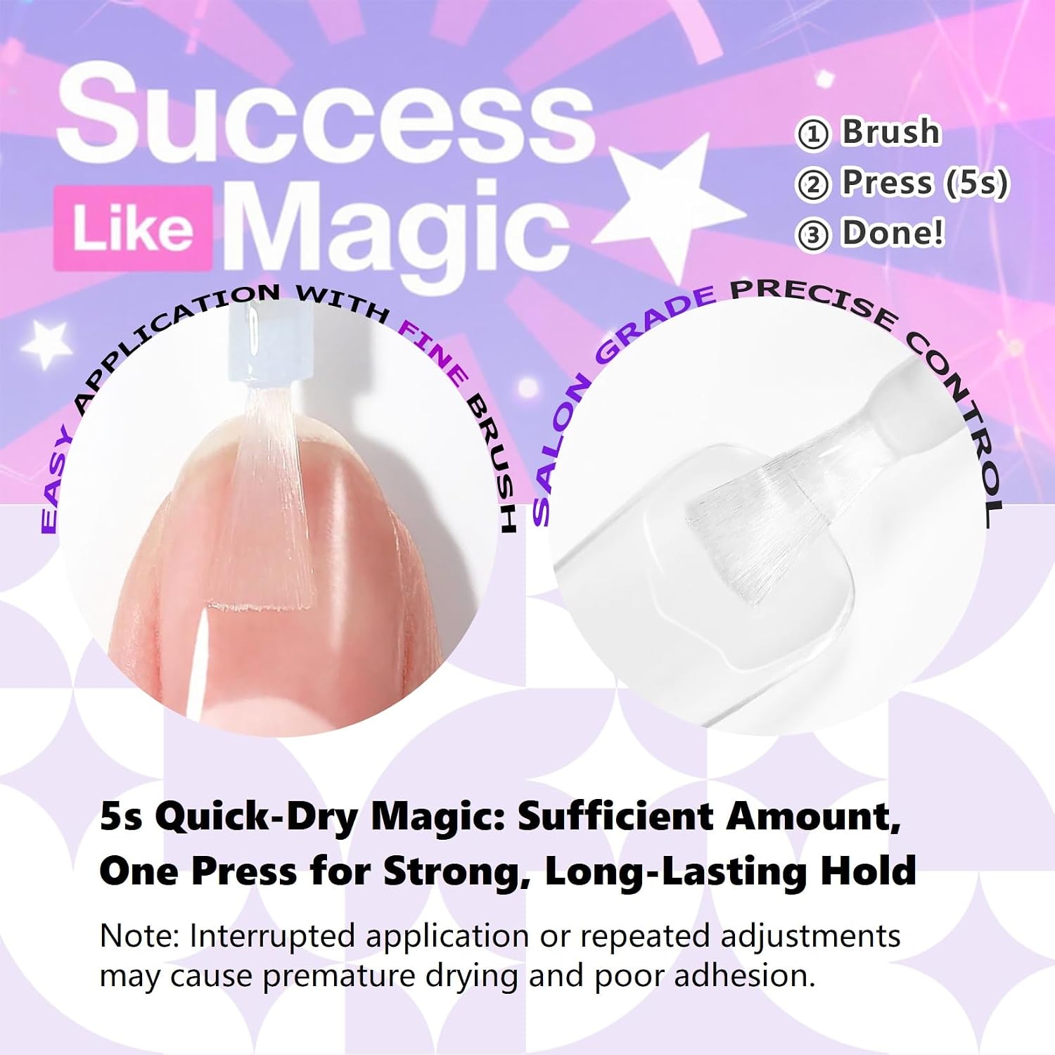 Glamonade Super Strong Nail Glue: Press-ons and Acrylic Nails Nail Glue, Fake & False Nail Tips Glue - 10ml Brush-on Professional Easy Long-Lasting Adhesive