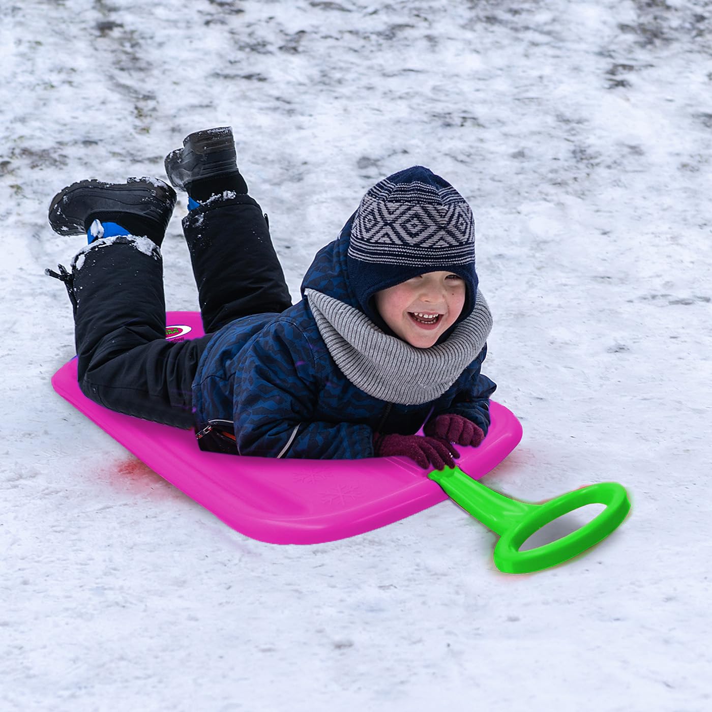 JAMARA 461133 Snow Play Bob Arrow 74 cm, manico in plastica, peso massimo: 50 kg, design aerodinamico, colore rosa