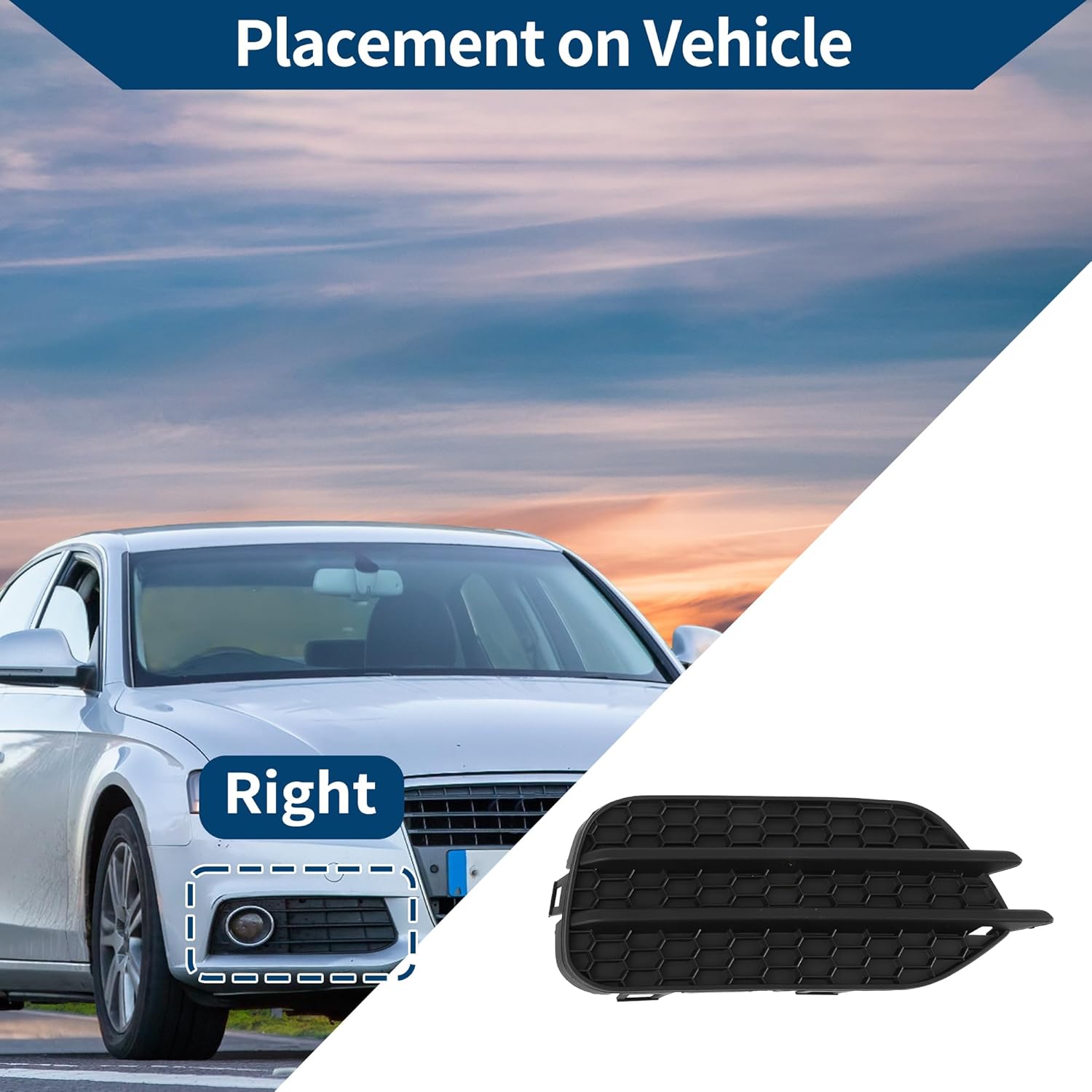 Fog Light Grill Front Lower Bumper Fog Light Cover Inserts No.5N0853666F9B9 for VW Tiguan 2009-2017 Black ABS 1 Pc Front Right Car
