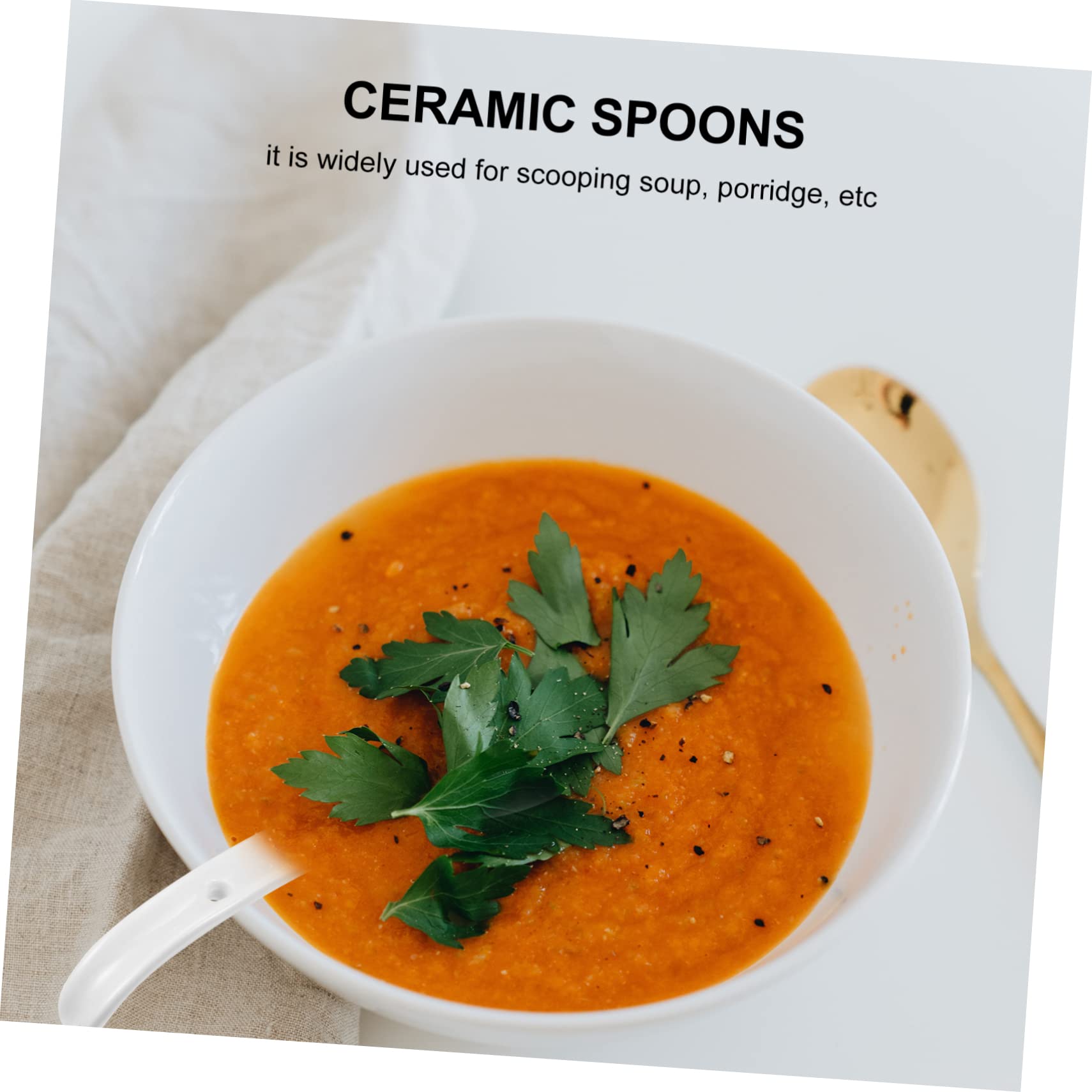 NAMOARLY 2pcs Ceramic Spoon Dessert Spoon Home Spoon Ice-cream Spoons Restaurant Spoon Soup Spoons Porcelain Spoon Japanese Ramen Spoons Kitchen Spoon for Home Noodles Spoons Ceramics White