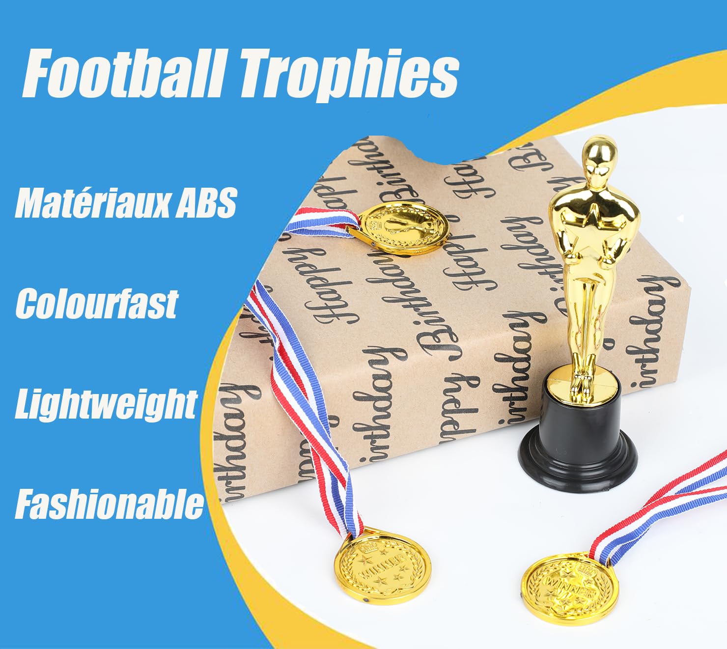 Trophée Football Sport Personnalisable pour Jeux Scolaires Compétitions 12pcs