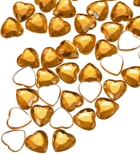 Miniatura 14 de MECCANIXITY 60 piezas de diamantes de imitación acrílicos de corazón de 0.59 pulgadas (0.591 in) con parte trasera plana, gemas de plástico