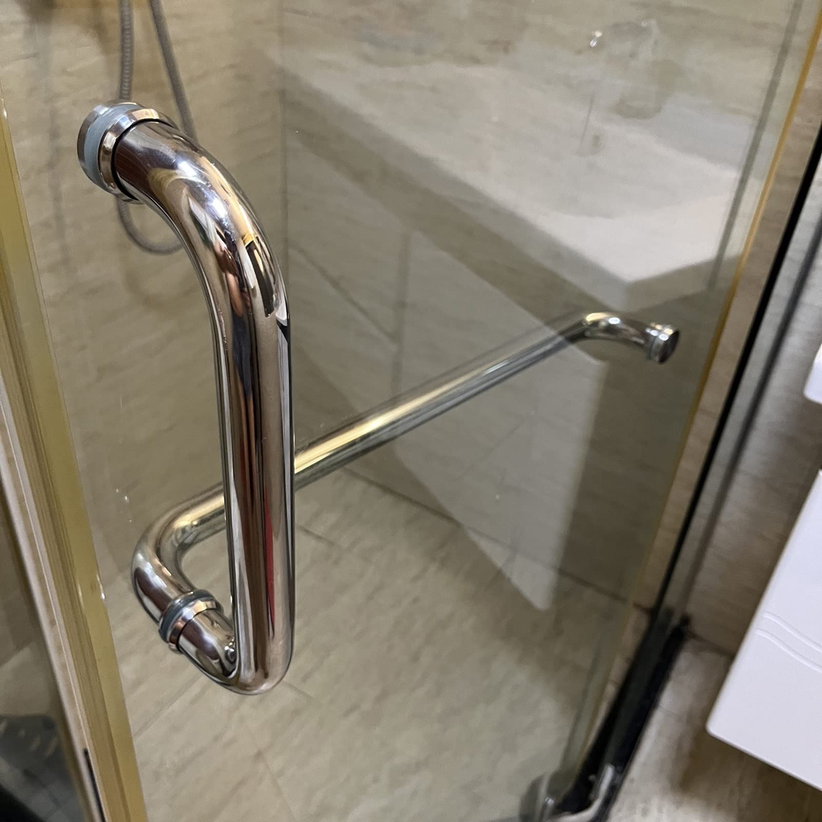 Poignée de porte de douche réglable inox pour remplacer une barre cassée sans percer